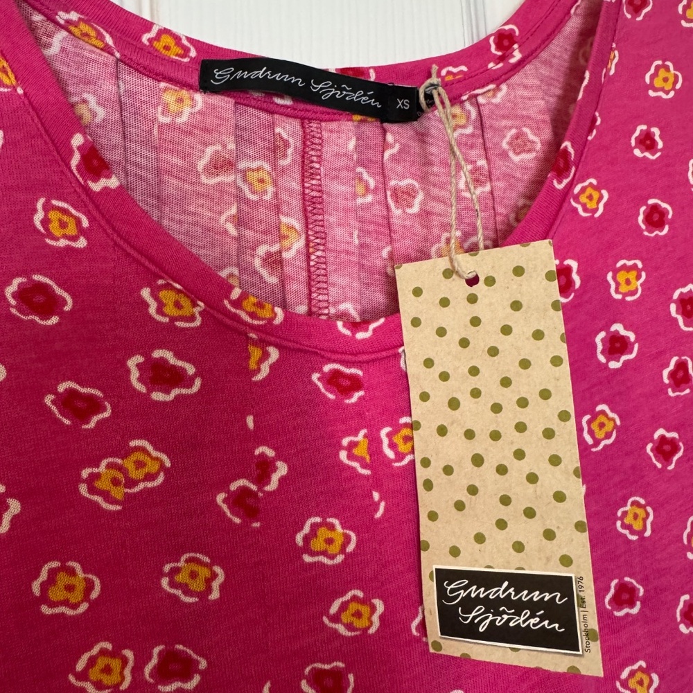 NWT Gudrun Sjödén “Himmel” Dress XS – Organic Cotton/Modal, Pink Floral - Picture 2 of 10